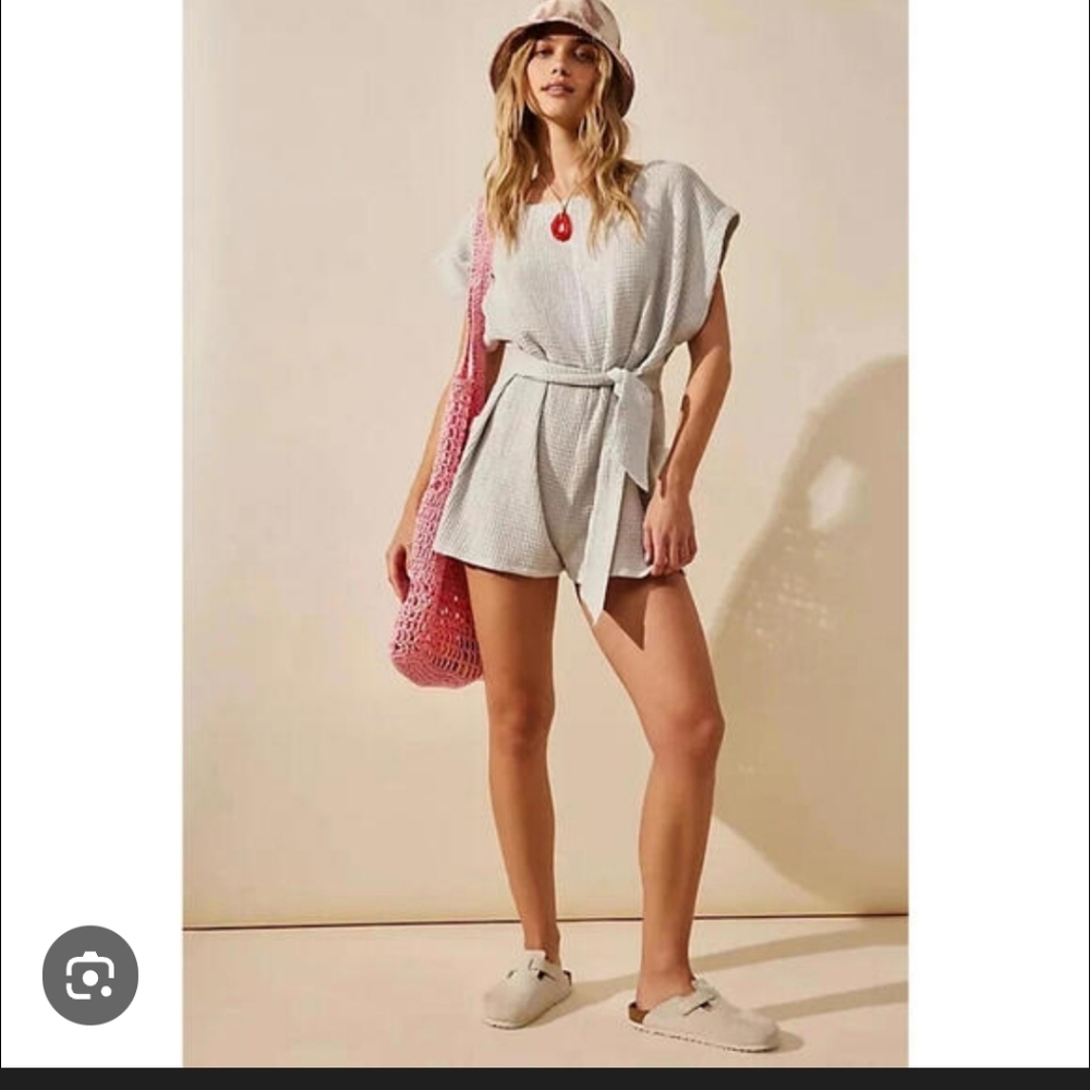 Free People Pull Me In  Gray Romper